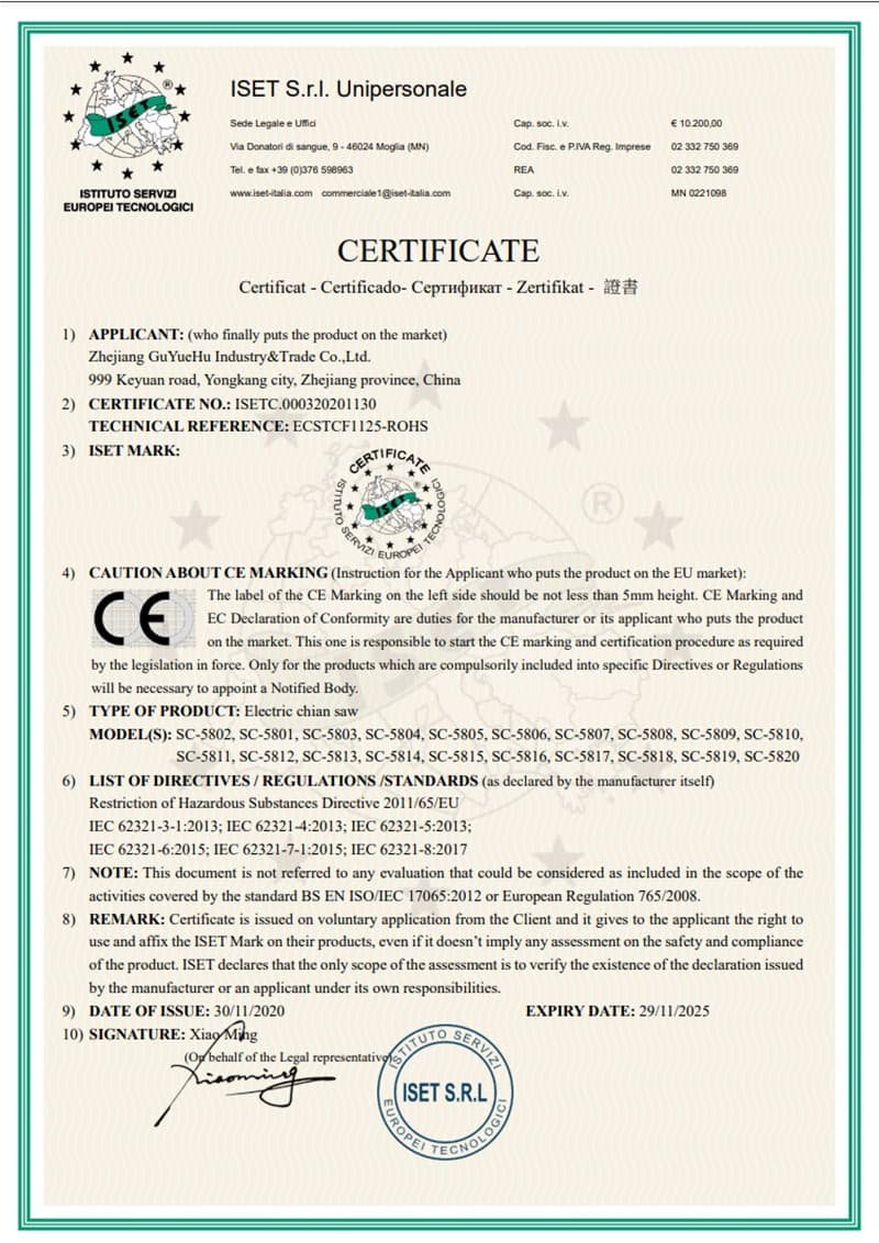 RoHS-Electric Chainsaw